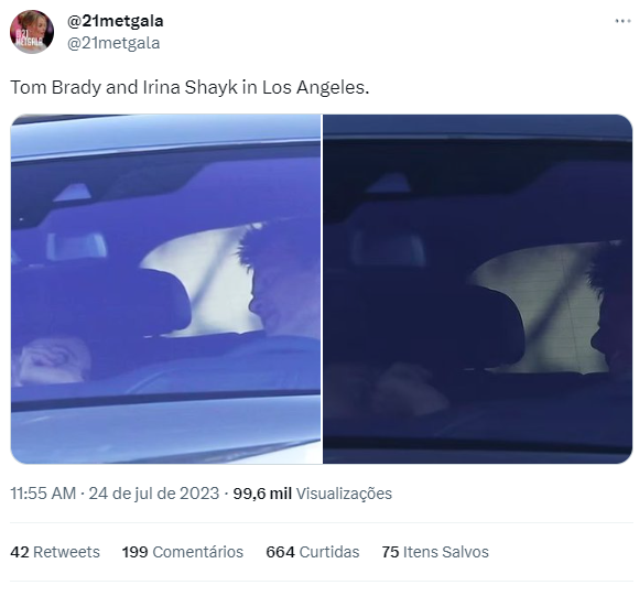 Tom Brady e Irina Shayk foram vistos juntos e já cairam na 'boca do povo' do Twitter.