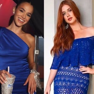 Vestido azul royal virou uma tendência no mundo da moda e foi bem utilizado entre as famosas como Bruna Marquezine e Marina Ruy Barbosa.