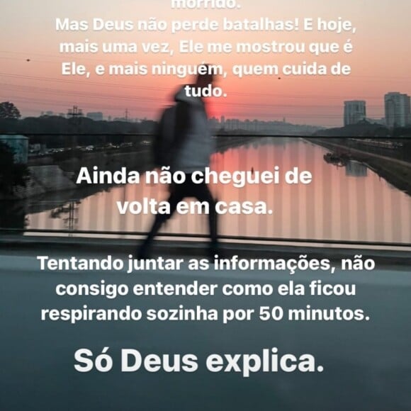 Mulher de Juliano Cazarré deixou mensagem para seus seguidores relatando o seu susto. Maria Guilhermina ficou sem seu tubo que ajuda a respirar por um período.