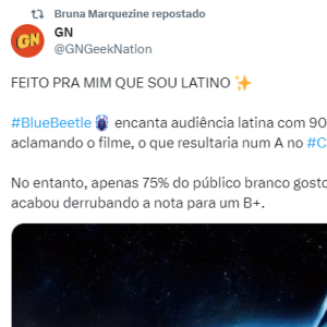 Bruna Marquezine compartilhou o feito e tanto para o filme 'Besouro Azul' no Twitter