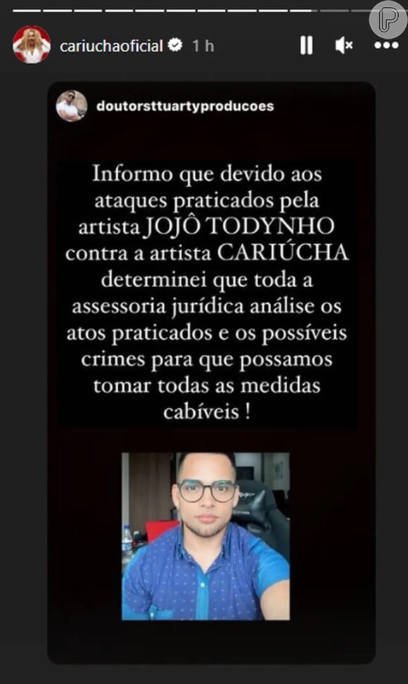 Cariúcha acionou equipe jurídica contra Jojo Todynho