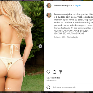 Joice Hasselmann valorizou bumbum em biquíni fio-dental