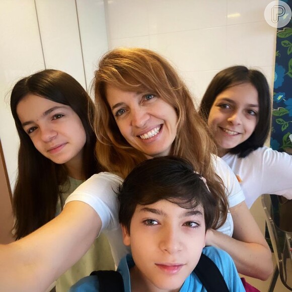 Poliana Abritta é mãe dos trigêmeos: Manuela, Guido e José que tem 13 anos