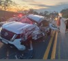 Carro de Régis Danese ficou destruído após grave acidente na BR-115, em Goiás, em 30 de agosto de 2023