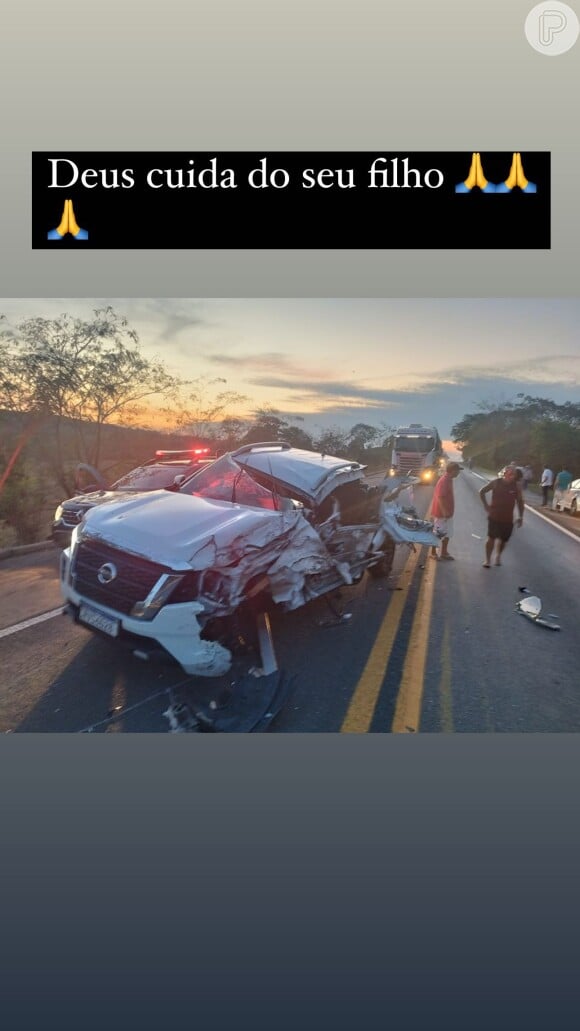 Carro de Régis Danese ficou destruído após grave acidente na BR-115, em Goiás, em 30 de agosto de 2023