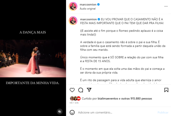 Marcos Mion faz discurso para a filha após festa de 15 anos luxuosa: 'Pais, festa de 15 anos não é brega! Se você puder, se conseguir, faça uma pra sua filha.'