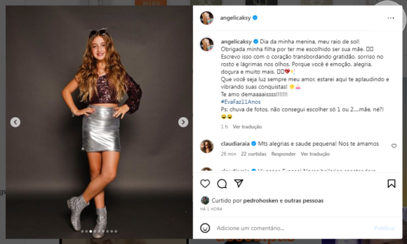 Angelica postou fotos de Eva em um ensaio fashionista para celebrar aniversário da filha