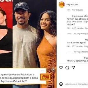 Internautas criticaram romance entre Bella Campos e Xamã