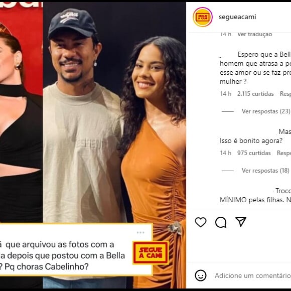 Internautas criticaram romance entre Bella Campos e Xamã