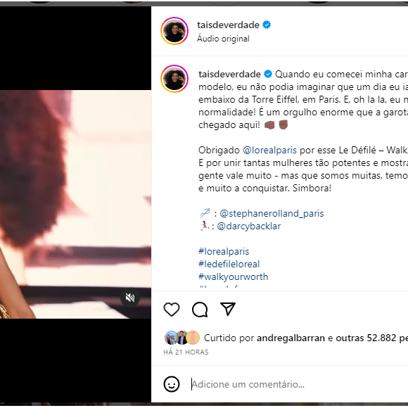 Taís Araujo defilou pela Loreal Paris com um penteado e no fim da passarela soltou o cabelo