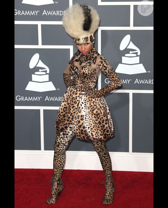 No Grammy de 2011, Nicki Minaj surpreendeu á todos ao atravessar o tapete vermelho com uma peruca no melhor estilo Cruela Cruel (Vilã do filme 101 Dalmatas) e uma roupa toda em animal print