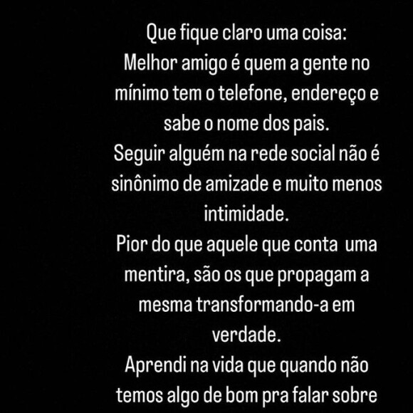 Mariana Rios publicou uma reflexão sobre notícia de que teria ficado com ex de amiga