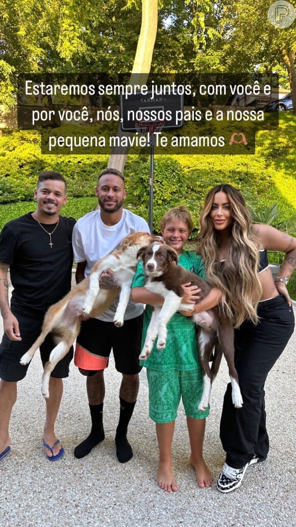 Rafaella Santos publicou uma foto com Neymar, um amigo da família e Davi Lucca, filho mais velho do jogador