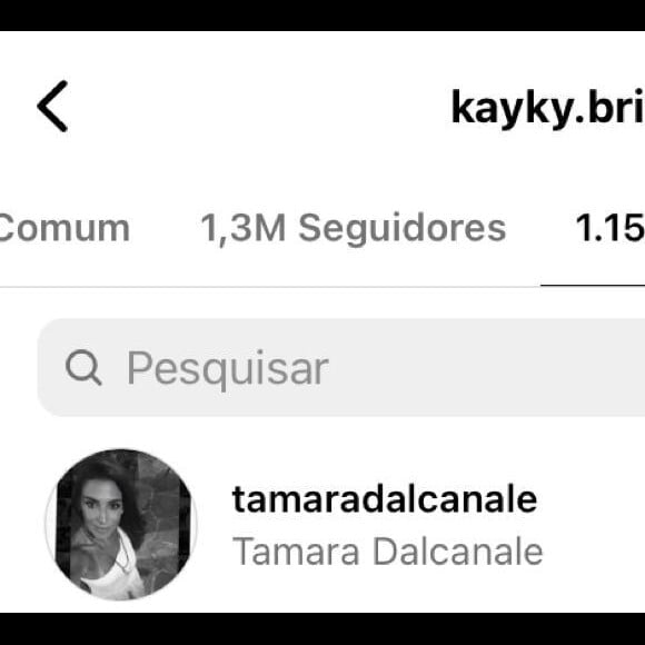 Kayky Brito parece não ter sustentado a decisão após a repercussão: ele já voltou a seguir Tamara Dalcanale no Instagram