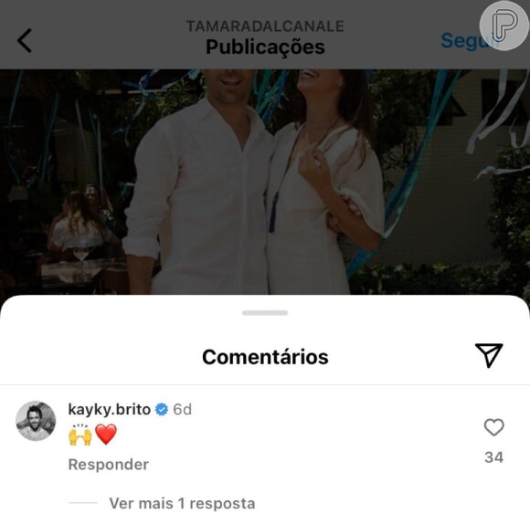 Dias antes do unfollow, Kayky Brito havia respondido o post que Tamara Dalcanale fez para comemorar a alta do companheiro. Ele se limitou a postar emojis