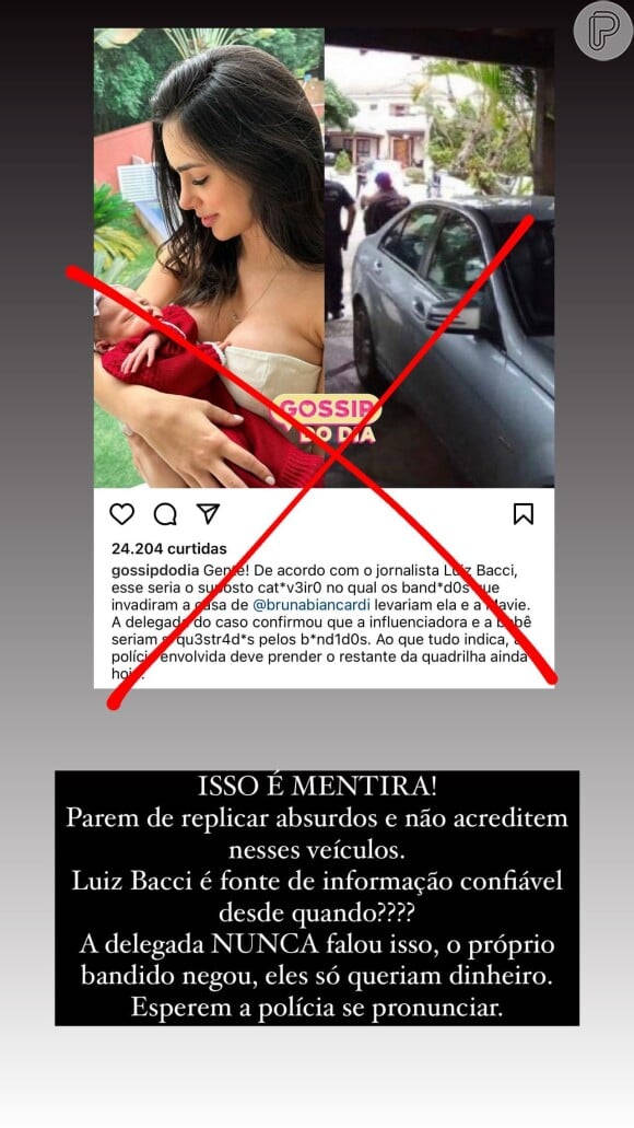 Irmã de Bruna Biancardi desmentiu notícia sobre cativeiro de assaltantes