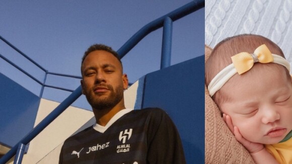 Neymar surge agarrado com a bebê Mavie em momento de recuperação após grave lesão no joelho