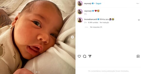 Bruna Biancardi deixou um comentário nas fotos de Neymar