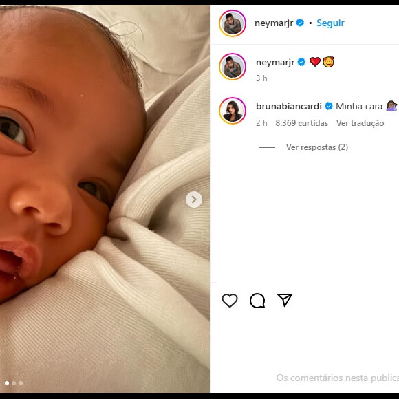 Bruna Biancardi deixou um comentário nas fotos de Neymar