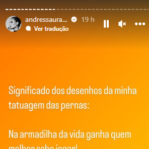 Andressa Urach explicou o significado de suas tatuagens: 'O tempo e o dinheiro cala a boca de muitos'