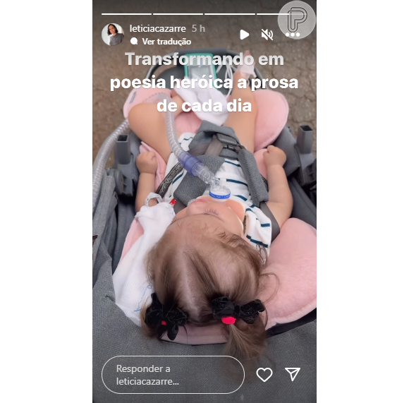 Leticia Cazarre mostrou como Maria Guilhermina estava após sair do hospital no Stories do Instagram