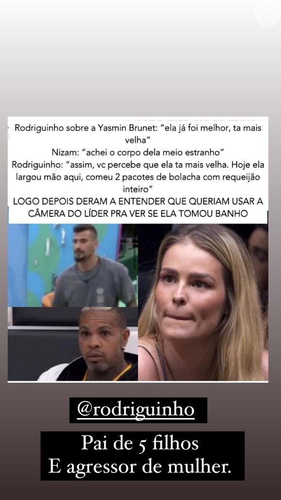 Luiza Brunet ainda relembrou o histórico de violência doméstica de Rodriguinho: 'Pai de 5 filhos. E agressor de mulheres'