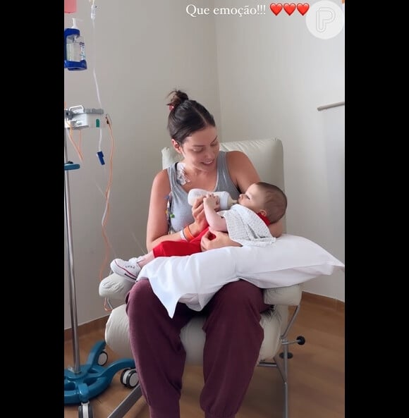 Com leucemia, Fabiana Justus deu mamadeira ao filho de 5 meses pela primeira vez