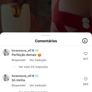 Lucas Souza comentou 'Te amo' em uma postagem de Jaquelline há apenas dois dias