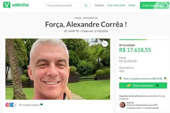 Alexandre Correa chegou a abrir uma vaquinha na web para arrecadar dinheiro para sobreviver
