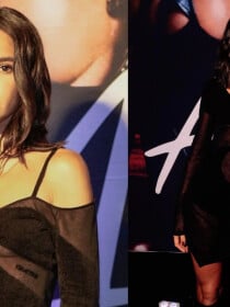 Transparente e assimétrico: vestido de Bruna Marquezine custou R$ 10 mil e pertence à grife italiana. Fotos do look para festa de Anitta!