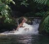 Nesta quarta-feira (01), Bruna Linzmeyer aproveitou o feriado em uma cachoeira