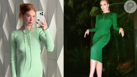 Marina Ruy Barbosa surge com vestido usado por Angélica anos atrás na cor verde claro