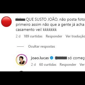 João Lucas respondeu, com risadas: 'Só começou, como assim?'