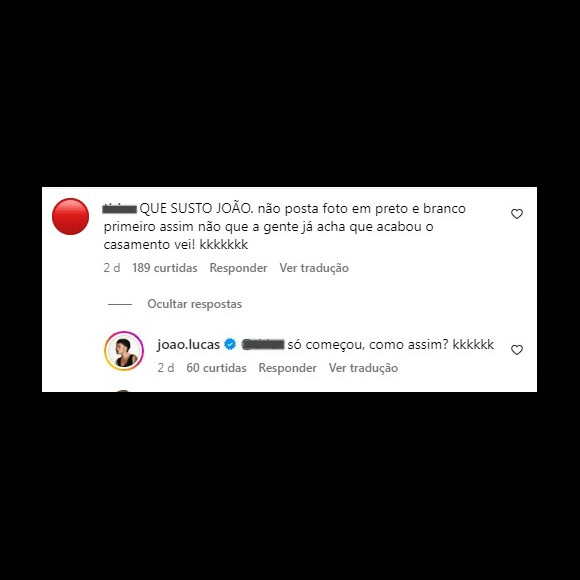 João Lucas respondeu, com risadas: 'Só começou, como assim?'