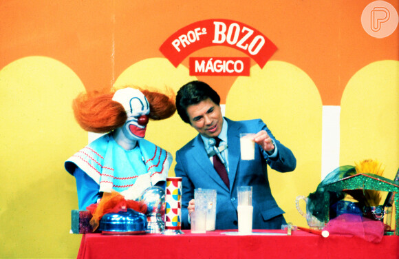 Bozo (Wanderley Tribeck) e Silvio Santos em programa de 1981 no SBT