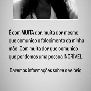 Morte de irmã de Adriana Bombom foi confirmada pelos filhos nas redes sociais 