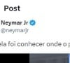 'Hoje ela foi conhecer onde o papai trabalha', publicou Neymar no X, antigo Twitter