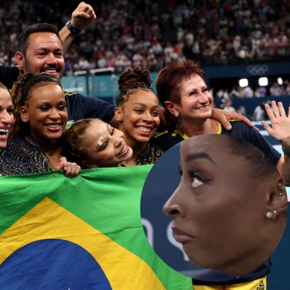 Reação de Simone Biles ao ver nota de Rebeca Andrade, medalhista olímpica por equipes, em aparelho; veja!