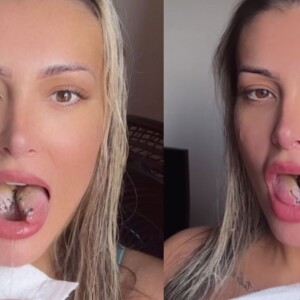 Andressa Urach está causando polêmica na web com sua bifurcação na língua, dividindo o órgão em dois; separamos outros famosos que também dão o que falar sobre o assunto