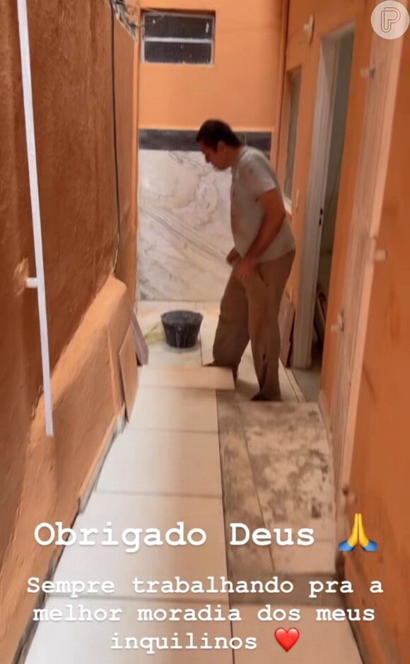 Casa está em obra e pai de Davi ficou feliz com presente