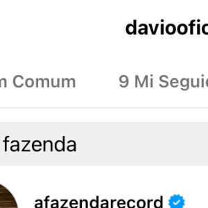 Davi Brito começou a seguir o perfil de 'A Fazenda' no Instagram