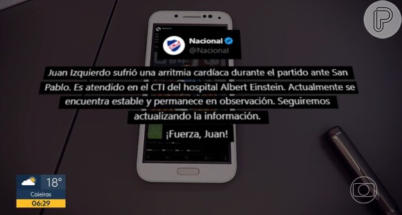 Estado de saúde do jogador Izquierdo, do Nacional, foi atualizado após mal-súbito em campo