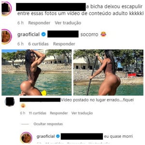 Fãs mais atentos viram o vídeo erótico de Gracyanne Barbosa, que reagiu aos comentários