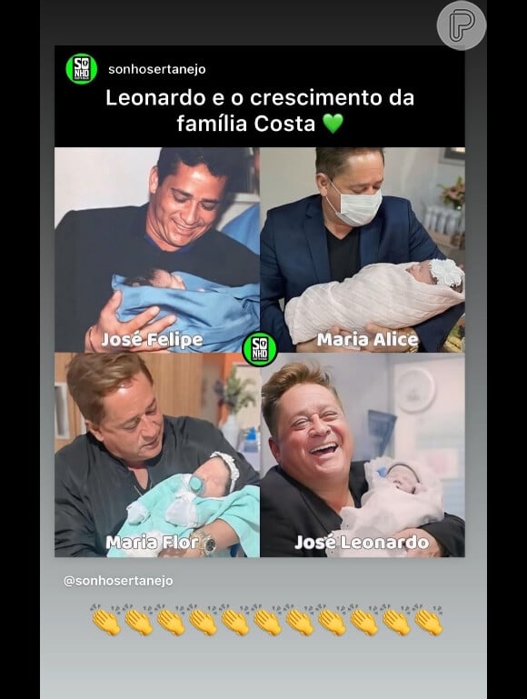 Mulher de Leonardo compartilhou montagem com os partos de Zé Felipe e dos três filhos do cantor