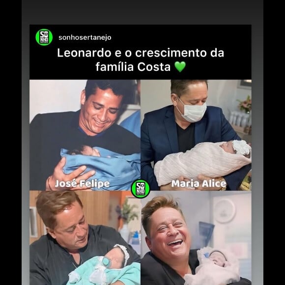 Mulher de Leonardo compartilhou montagem com os partos de Zé Felipe e dos três filhos do cantor