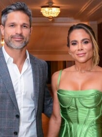 Mulher de Diego, do Flamengo, Bruna Leticia surpreende por corpo definido em look de festa na renovação de Teló e Thais Fersoza