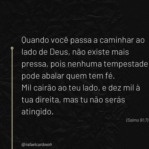 Rafael Cardoso intercalou os esclarecimentos com mensagens de cunho religioso, o que rendeu muitas críticas no Instagram