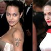Angelina Jolie tinha o nome do ex-marido, Billy Bob, tatuado no braço esquerdo. Após a separação, ela apagou o desenho e escreveu as coordenadas dos locais onde os seis filhos nasceram