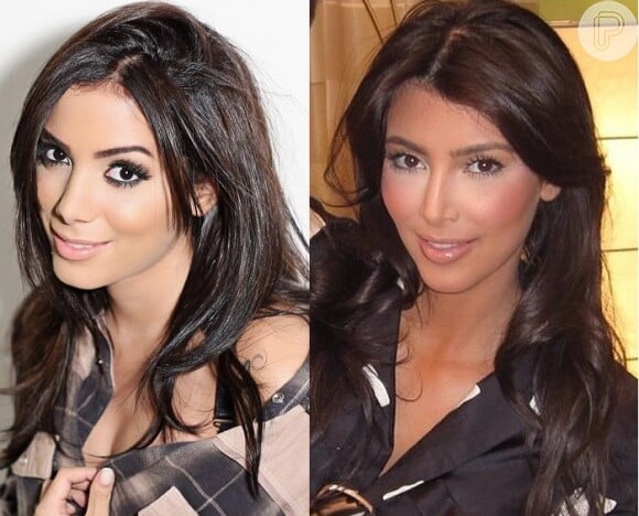 Anitta pediu para ficar parecida com Kim Kardashian ao se submeter a uma cirurgia plástica no ano passado. 'Tento seguir um pouco a maquiagem que ela usa', disse a cantora à Contigo" desta semana