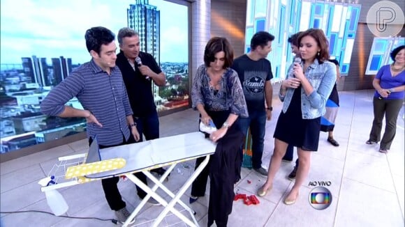 Fátima Bernardes passou roupa no palco do programa 'Encontro'